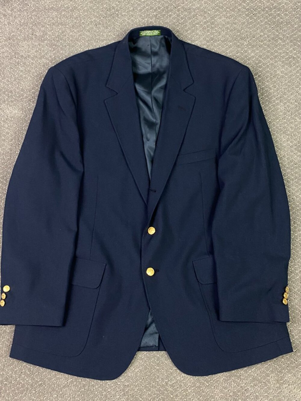 Orvis Navy Blazer Gold Button Mens 44R Blue Hopsack Wool Made in USA Vintage